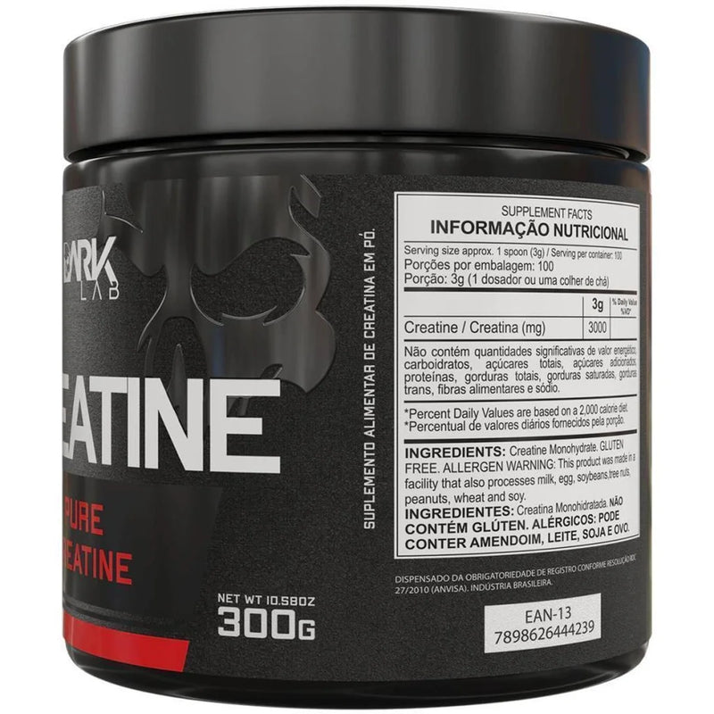 kit Creatina Monohidratada 100% Pura 300g + Coqueteleira Fuse com Rede 700ml Preta - Dark Lab
