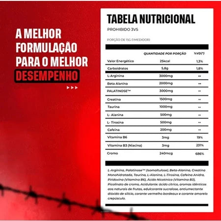 Pré Treino Prohibido 180g Com Fórmula Avançada