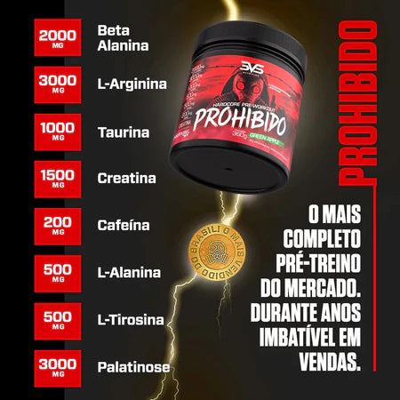 Pré Treino Prohibido 180g Com Fórmula Avançada