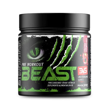 Pré-treino Beast 300g Super Concentrado, Vasodilatação, Recuperação Energética, Aumenta Concentração