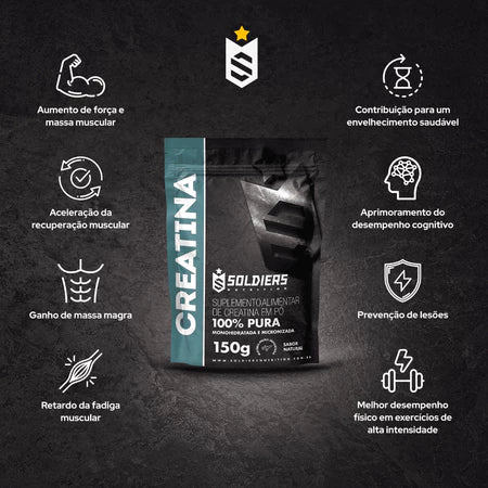 Creatina Monohidratada 150g - 100% Pura Importada - Soldiers Nutrition