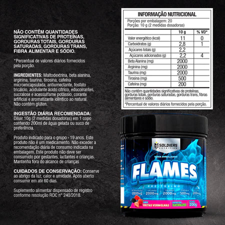 Pré-Treino Flames 200g - 100% Importado - Soldiers Nutrition
