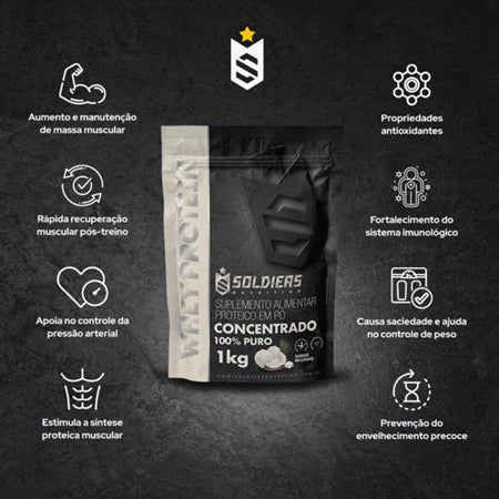 Whey Protein Concentrado 1kg - 100% Importado - Soldiers Nutrition